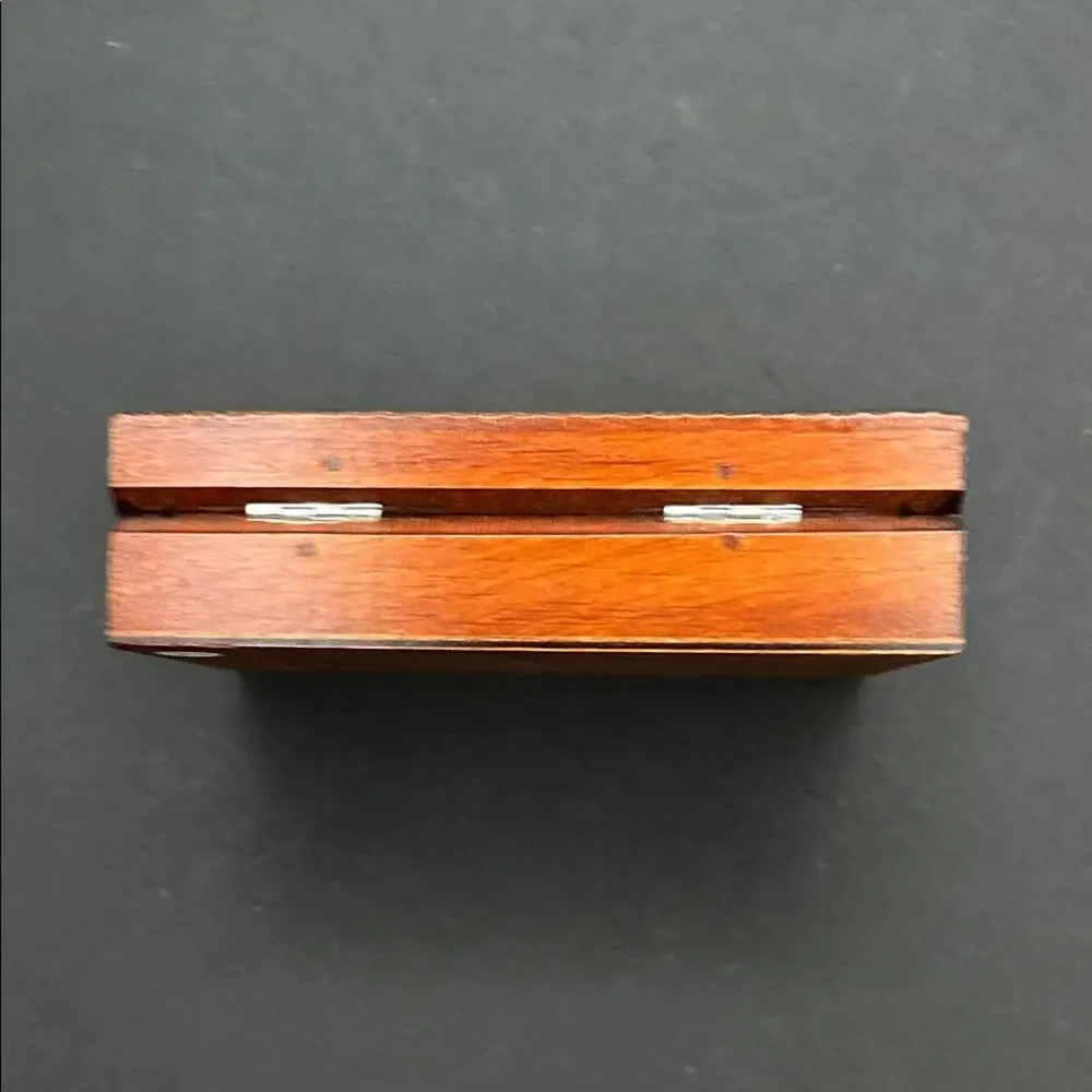 Vintage Carved Wooden Jewelry Box with Dove Accents